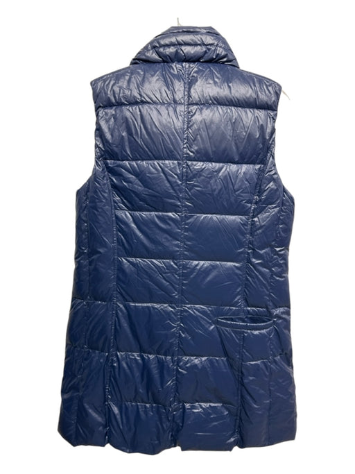 My Anorak Size Large Navy Blue Nylon Zip Front Quilted Zip Pocket Long Line Vest Navy Blue / Large