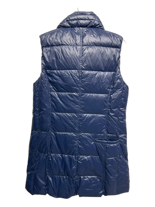 My Anorak Size Large Navy Blue Nylon Zip Front Quilted Zip Pocket Long Line Vest Navy Blue / Large