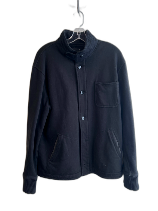 J. Crew Size L Black Cotton Fleece Standing Collar Button Down 3 Pocket Jacket Black / L