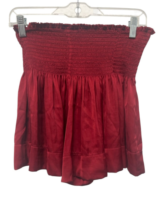 Koch Size S Ruby Red Polyester Satin Shirred Waist Flare Shorts Ruby Red / S