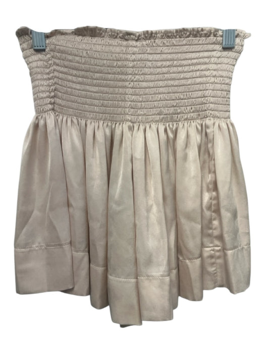 Koch Size S Cream Polyester Satin Shirred Waist Flare Shorts Cream / S