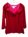 Gretchen Scott Size L Red Polyester Blend Velvet Ruffle Neckline V Neck Top Red / L