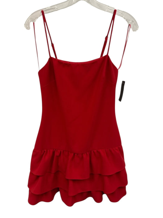 Likely Size 2 Red Polyester Blend Spaghetti Strap Ruffle bottom Back Zip Dress Red / 2