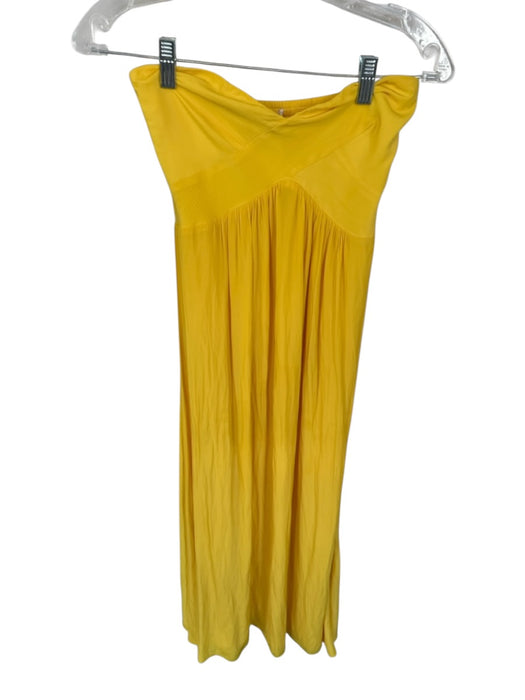 Ramy Brook Size XS Yellow Polyester Strapless Smocked Back Gown Yellow / XS