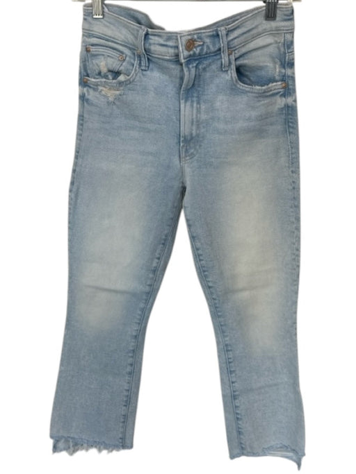 Mother Size 29 Light Wash Cotton Blend High Waist Straight Leg Raw Hem Jeans Light Wash / 29