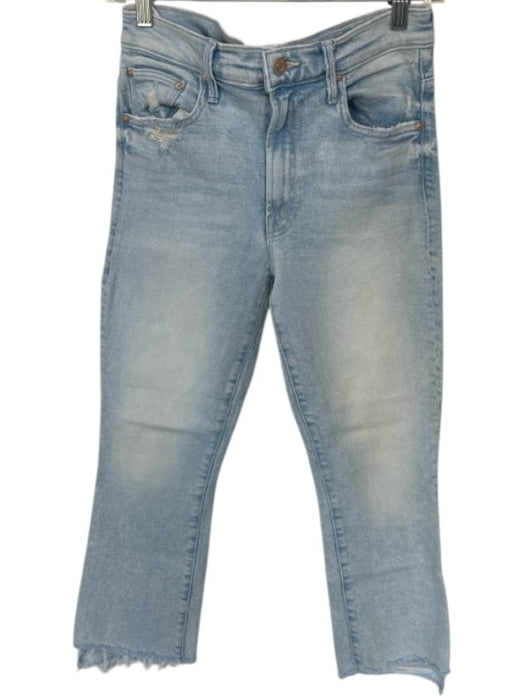 Mother Size 29 Light Wash Cotton Blend High Waist Straight Leg Raw Hem Jeans Light Wash / 29