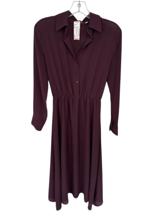 Babaton Size XS Maroon Polyester Blend Collar Buttons See Through Maxi Dress Maroon / XS