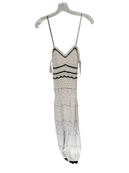 Olive & Oak Size S Cream & Black Cotton Blend Spaghetti Strap Knit Maxi Dress Cream & Black / S