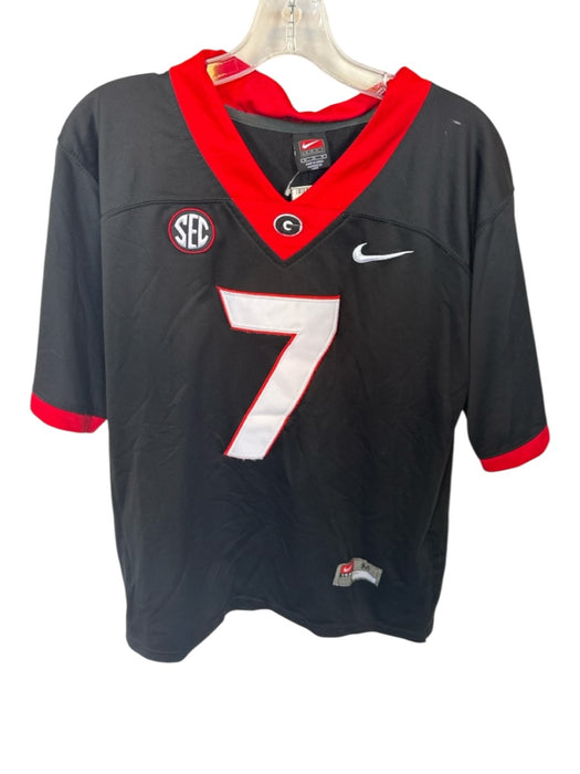 Nike Size M Black & Red & White Polyester Blend UGA Short Sleeve SEC Men's Shirt Black & Red & White / M