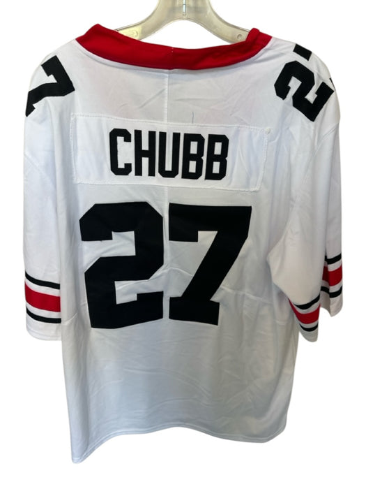 Nike Size L White & Red Polyester Blend UGA Patches Logo Men's Shirt White & Red / L