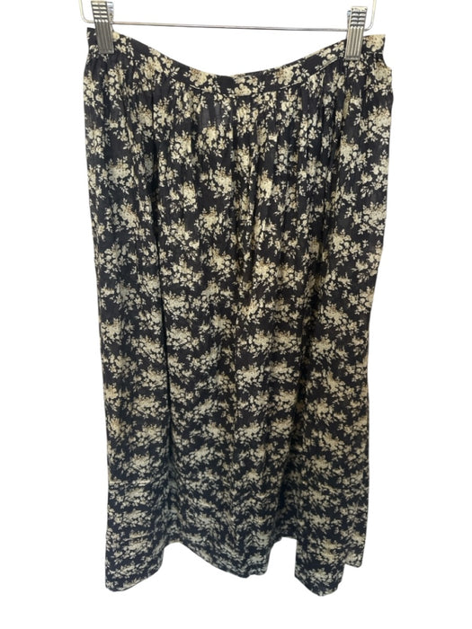 Doen Size XS Navy & white Organic Cotton Floral Pleated Side Zip Maxi Skirt Navy & white / XS
