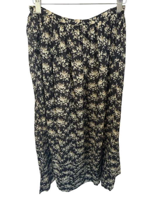 Doen Size XS Navy & white Organic Cotton Floral Pleated Side Zip Maxi Skirt Navy & white / XS