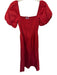 Hill House Size XS Red Cotton Square Neck Puff Short Sleeve Pleated Top Dress Red / XS