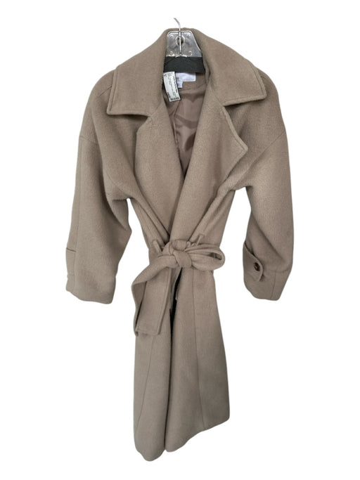 Wish Size S Taupe Polyester Blend Collar Belted Full Length Coat Taupe / S