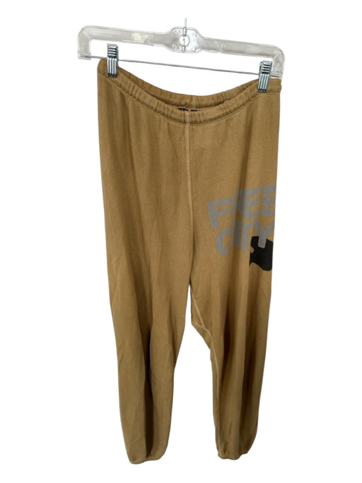 Free City Size S Tan & Gray Cotton Drawstring Jogger Athletic Pants Tan & Gray / S