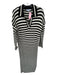 525 Size XS Black & White Acrylic Long Sleeve Knit Striped Collar Dress Black & White / XS