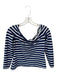 L'agence Size M White & Blue Viscose Blend Striped Off the Shoulder Top White & Blue / M