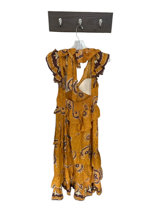 Love The Label Size S Orange & Brown padded Ruffle Floral Maxi Dress Orange & Brown / S