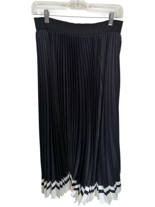Elie Tahari Size M Black Polyester Pleats Maxi White accent Skirt Black / M