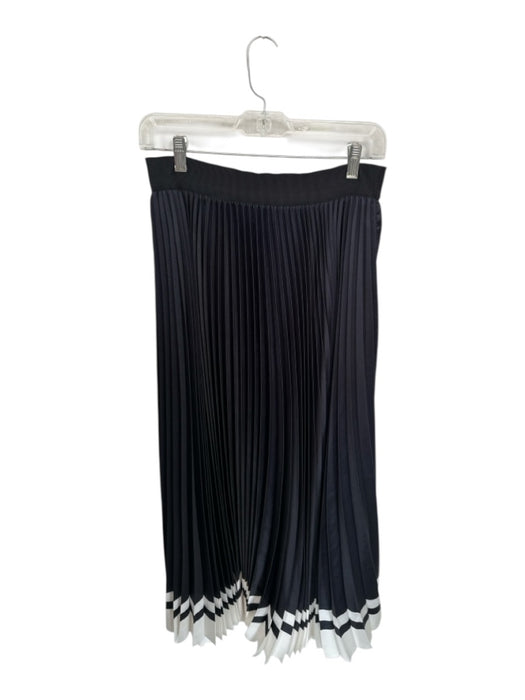 Elie Tahari Size M Black Polyester Pleats Maxi White accent Skirt Black / M