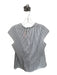 St. John Size M Black & White Silk & Spandex Stripe Back Zip V Neck Tie Top Black & White / M
