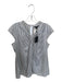 St. John Size M Black & White Silk & Spandex Stripe Back Zip V Neck Tie Top Black & White / M