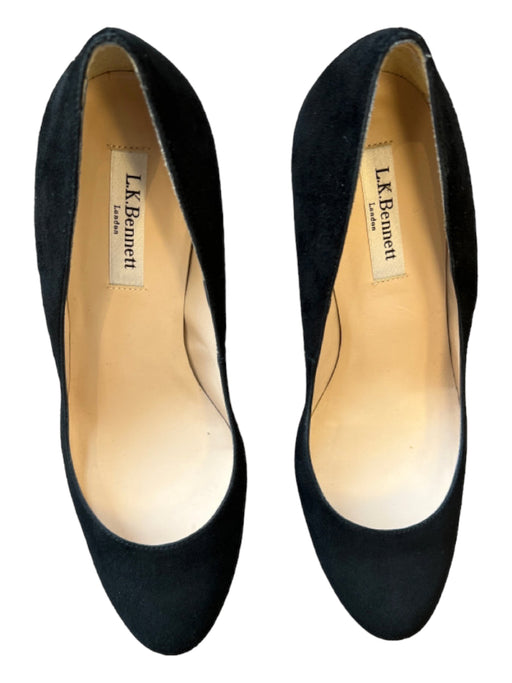 LK Bennett Shoe Size 39 Black Suede Stiletto Almond Toe Slight Platform Pumps Black / 39