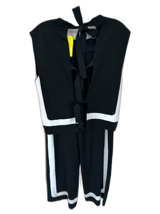 La Lavon Size M Black & White Polyester Blend Knit White Side Stripe Set Black & White / M