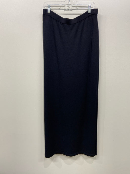 St John Basics Size 12 Black Wool Blend Elastic Waist Knit Maxi Skirt