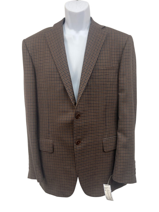 Canali Brown & Blue Silk Blend Plaid 2 Button Men's Blazer Brown & Blue / 48