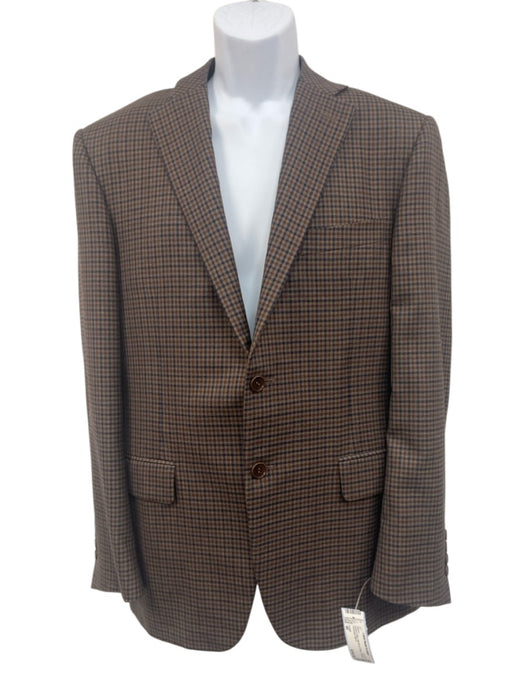 Canali Brown & Blue Silk Blend Plaid 2 Button Men's Blazer Brown & Blue / 48