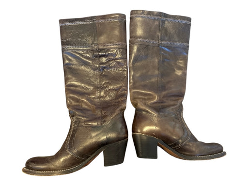 Frye Shoe Size 6 Dark Brown Leather Block Heel Knee High Boots Dark Brown / 6