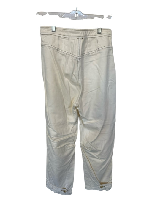 Free People Size 2 Cream Cotton Blend Stitching High Rise Straight Leg Jeans Cream / 2