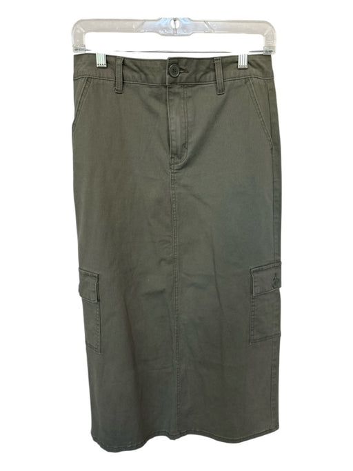 1822 denim Size 6 Olive Green Cotton Cargo Pockets Midi Skirt Olive Green / 6