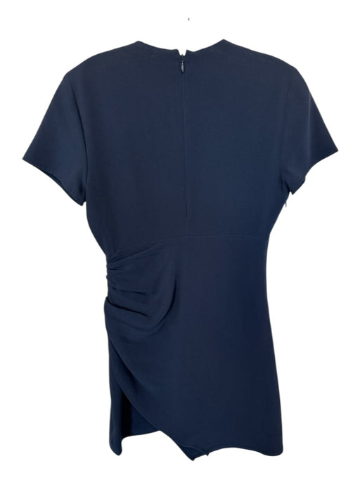 Cinq a Sept Size 4 Navy Triacetate Short Sleeve Gathered Back Zip Dress Navy / 4