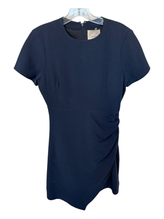 Cinq a Sept Size 4 Navy Triacetate Short Sleeve Gathered Back Zip Dress Navy / 4
