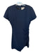 Cinq a Sept Size 4 Navy Triacetate Short Sleeve Gathered Back Zip Dress Navy / 4