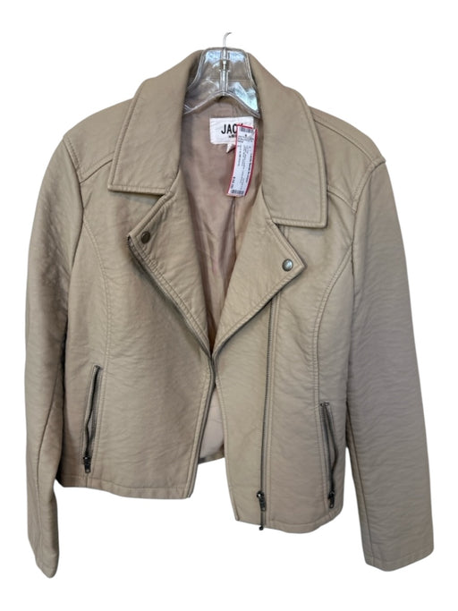 Jack by BB Dakota Size L Taupe Vegan Leather Long Sleeve SHW Moto Jacket Taupe / L