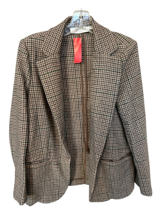 ASTR Size M Brown & Gray Wool Blend Long Sleeve Houndstooth Buttons Jacket Brown & Gray / M