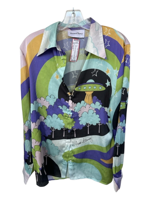 House of Sunny Size Est M Blue & Purple Recycled Polyester Blend Stars Alien Top Blue & Purple / Est M