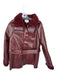 JOA Size S Maroon Vegan Leather Faux Fur Lining Belted Full Zip Coat Maroon / S