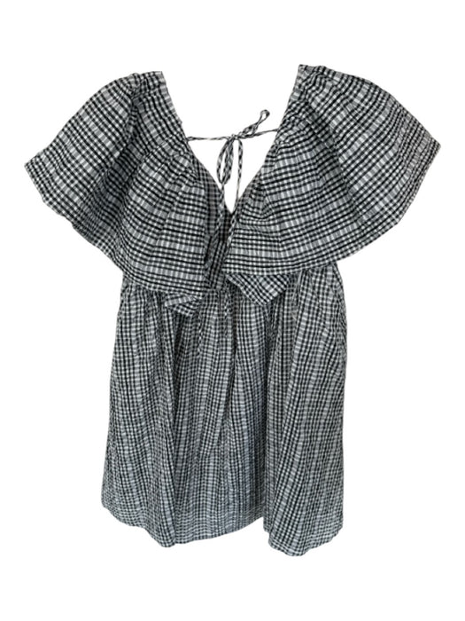 Moon River Size S Black & White Polyester Short Sleeve Gingham Back Tie Dress Black & White / S
