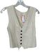 L Space Size S Cream & Brown Linen & Cotton Sleeveless Button Down Vest Top Cream & Brown / S