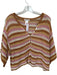 L Space Size S Brown & Pink Cotton Loose Knit Striped Buttons Top Brown & Pink / S