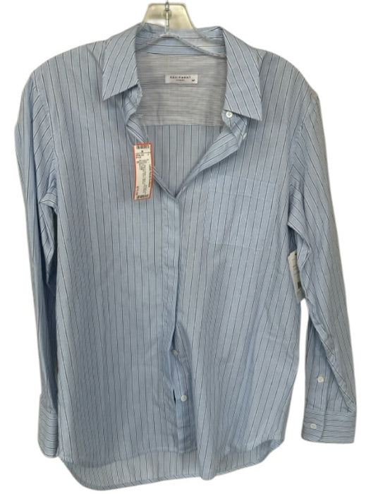 Equipment Size S Blue & White Cotton Long Sleeve Striped Button Down Top Blue & White / S