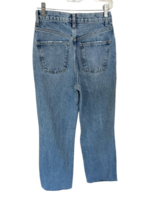 Zara Size 4 Med Light Wash Cotton High Waist Wide Leg distressed Jeans Med Light Wash / 4