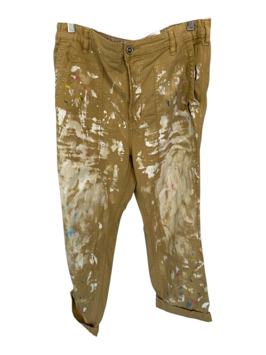 Pilcro Size 31 Tan & White Cotton High Waist Paint Splatter Cargo Pants Tan & White / 31
