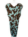 Jigsaw Size 6 Sage & Brown Viscose Sleeveless Flowers V Neck Back Zip Dress Sage & Brown / 6