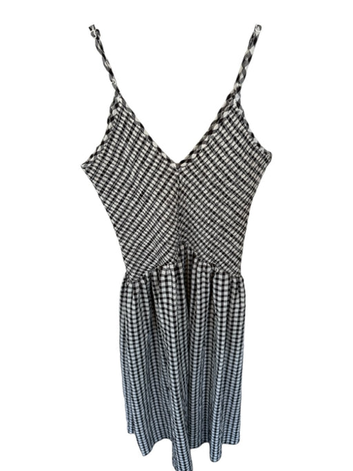 Asos Size M Brown & White Polyester Spaghetti Strap Gingham Smocked Top Dress Brown & White / M