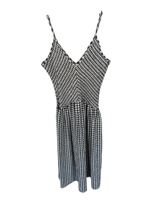 Asos Size M Brown & White Polyester Spaghetti Strap Gingham Smocked Top Dress Brown & White / M